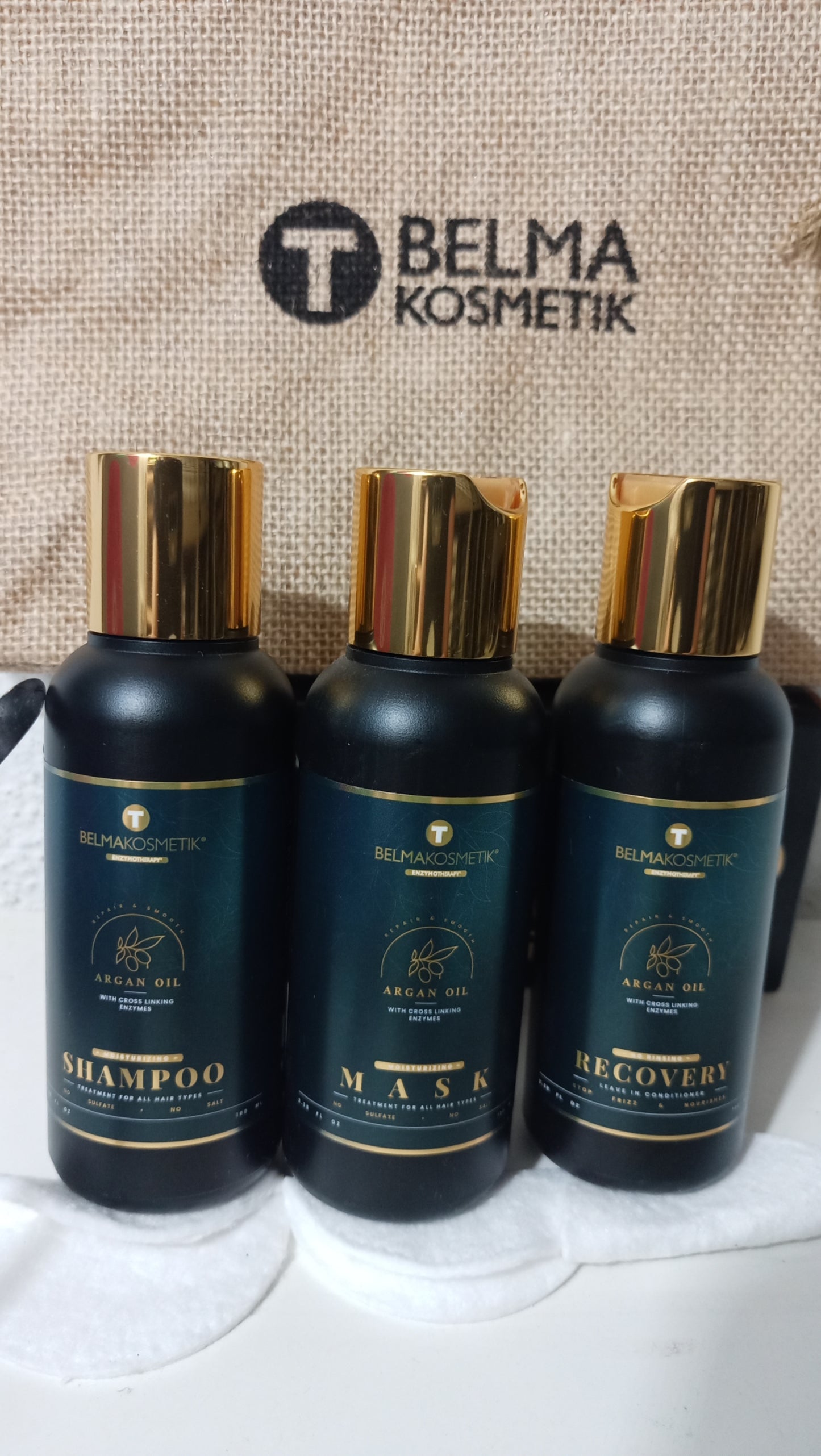 Belma kosmetik-Kit de mantenimiento de argán,travel-Todo tipo de cabellos.