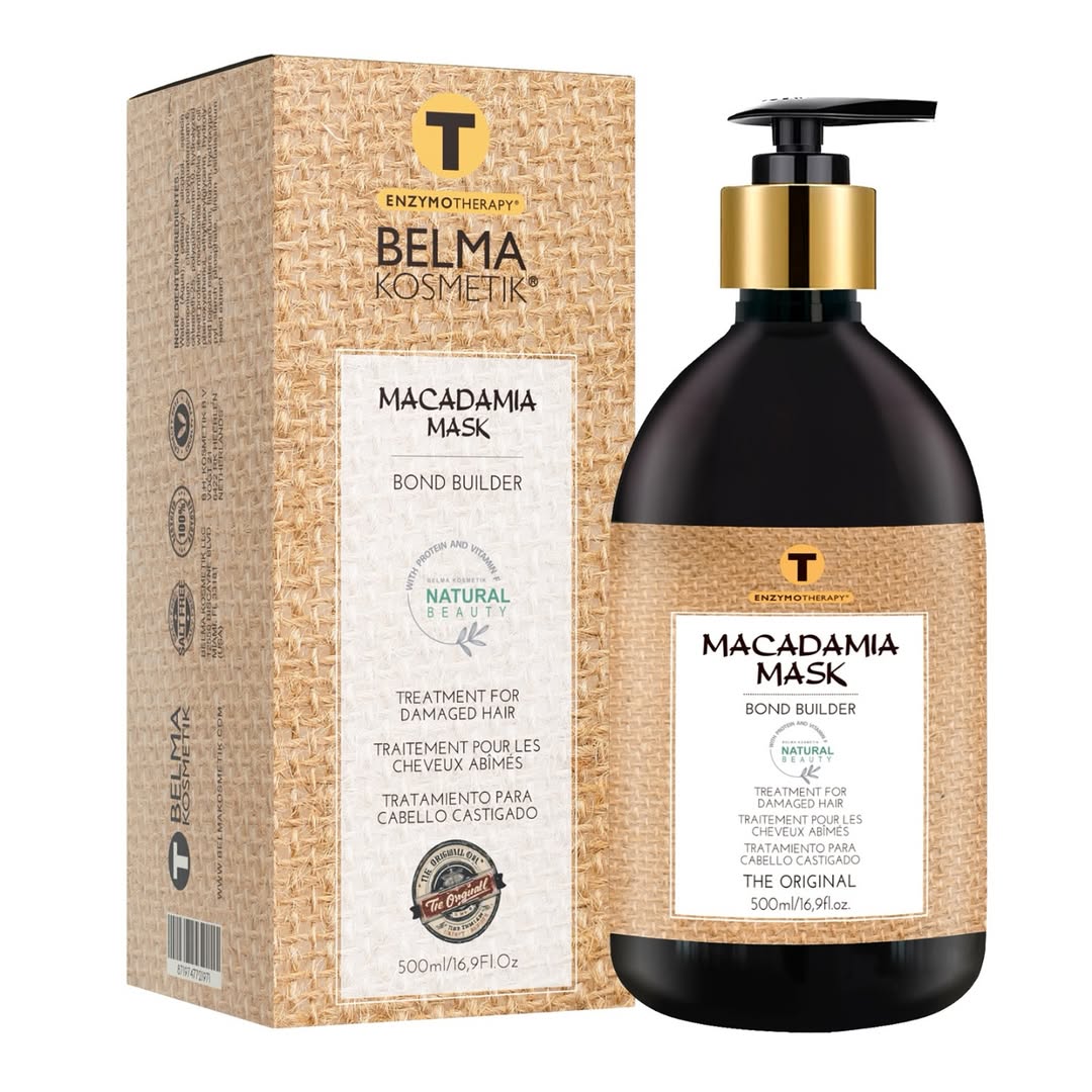 Belma kosmetik-Mascarila de macadamia-mantenimiento para cabellos secos,dañados o con color