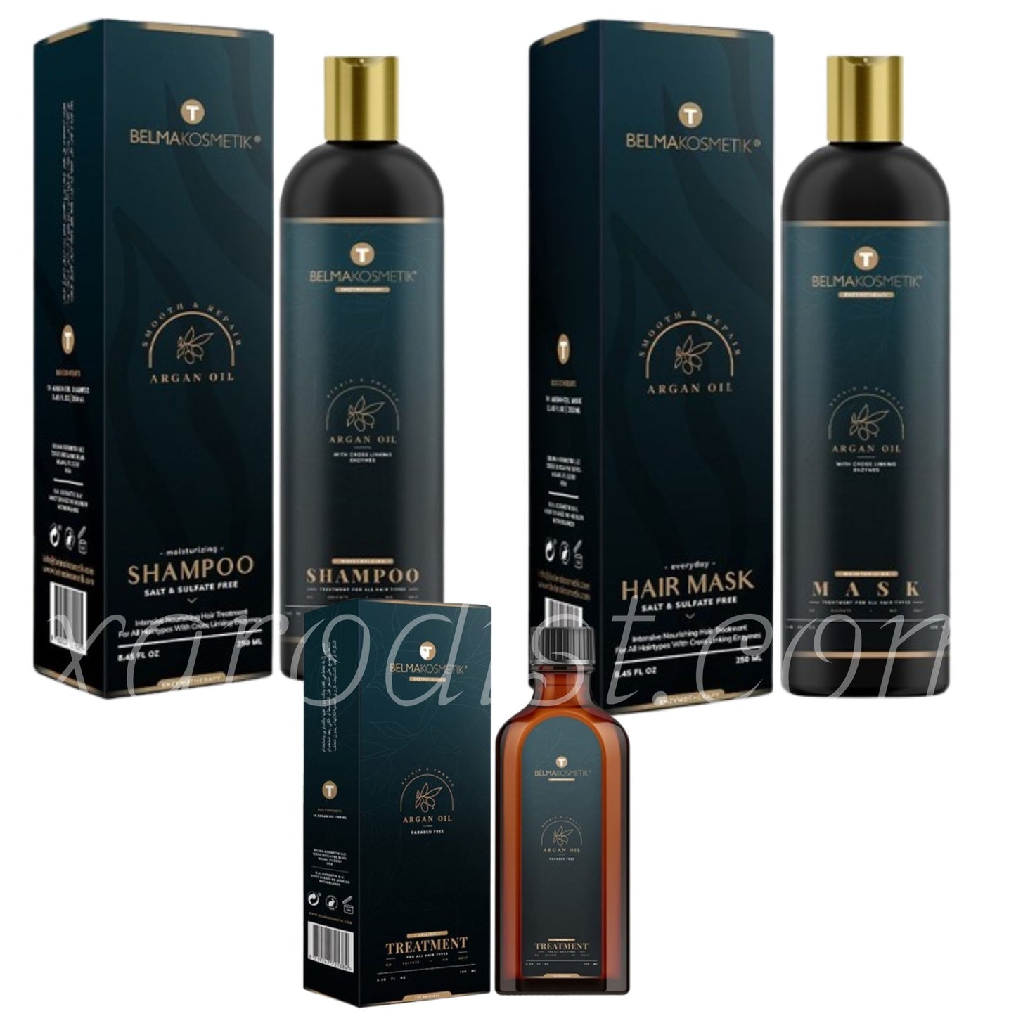 Belma kosmetik-Kit de mantenimiento de argán x 3-Todo tipo de cabellos.