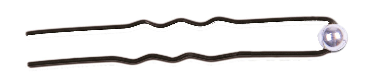 BOL.12 HORQUILLAS NEGRAS ADORNO PERLA PLATEADA