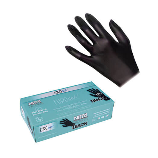 06687 Caja 100 guantes nitrilo negro sin polvo medianos