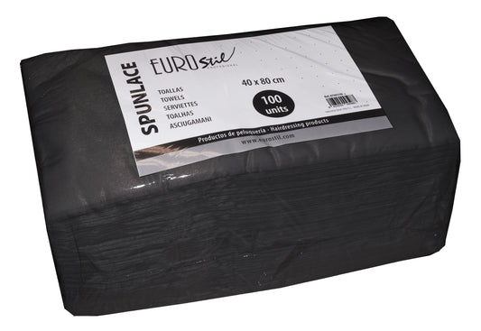 BOLSA 100 TOALLAS 40X80 SPUNLACE NEGRO