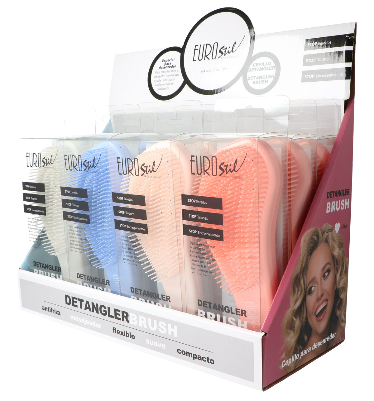 EXPOSITOR GRANDE DE 12 CEPILLOS PARA DESENREDAR