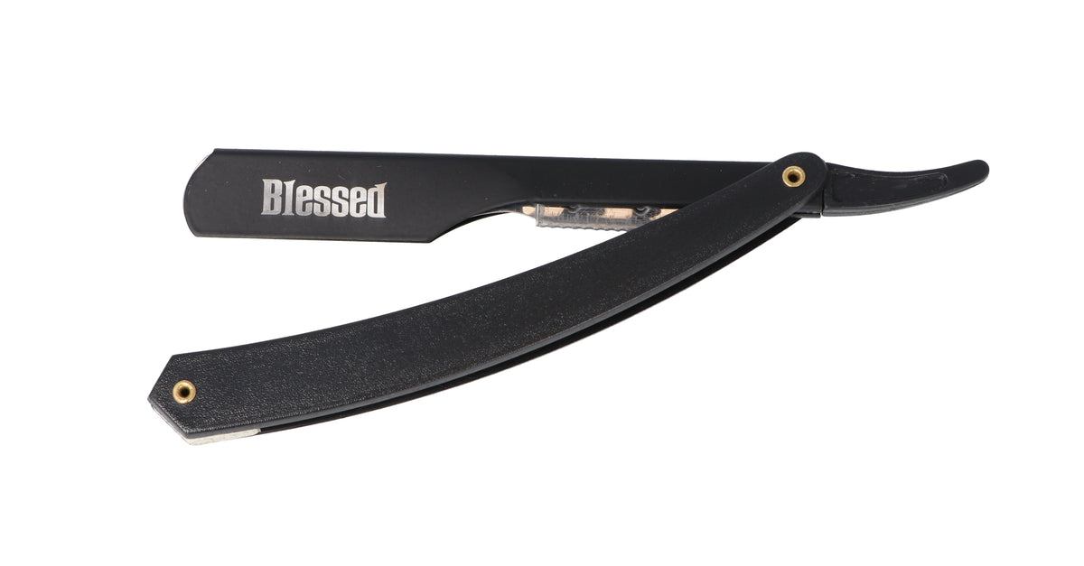 NAVAJA DE CARRIL MANGO PLASTICO NEGRO BLESSED