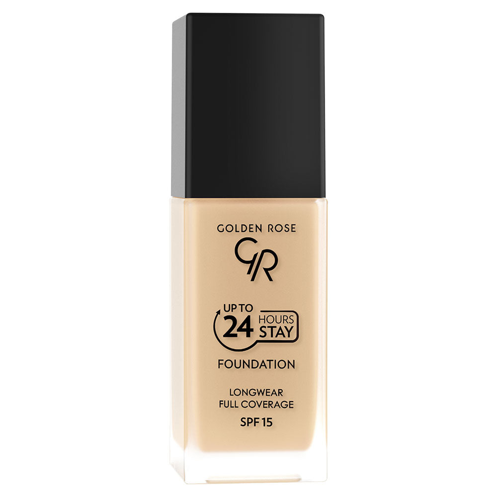 GR Up To 24 Hours Stay Foundation SPF 15 – Base de maquillaje de larga duración y alta cobertura