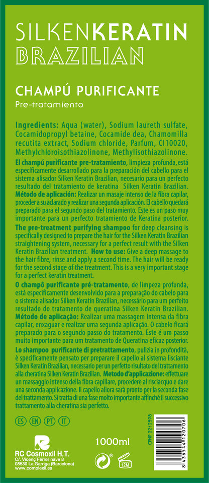 Complexil-Silken keratin-Paso 1- champú purificante apertura de cutícula (previo tratamineto alisado)