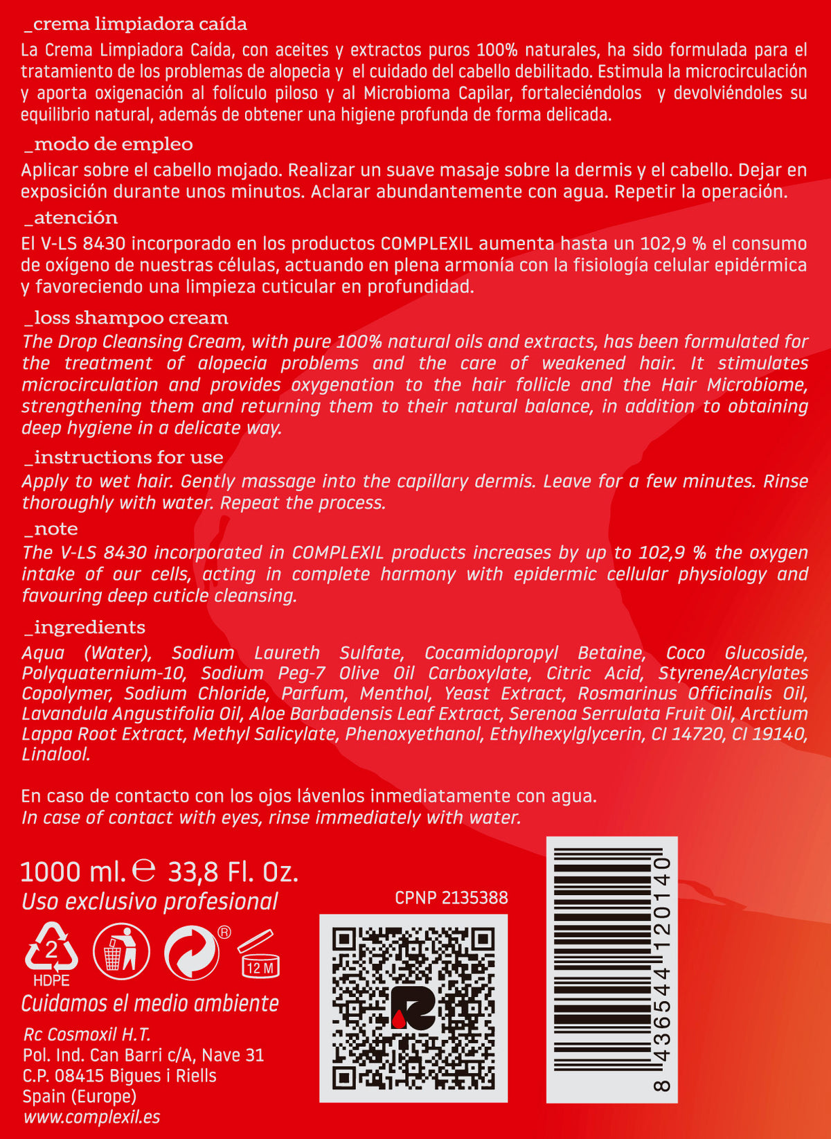 Complexil Plus Complexil-Crema netejadora Caiguda (Xampú anticaiguda) – XARODIST