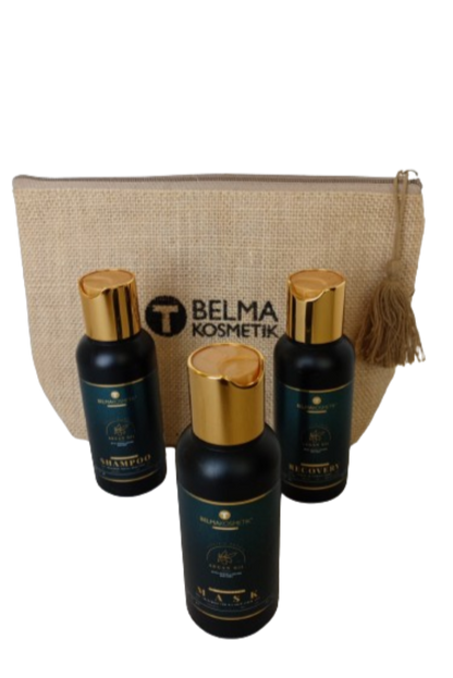 Belma kosmetik-Kit de mantenimiento de argán,travel-Todo tipo de cabellos.
