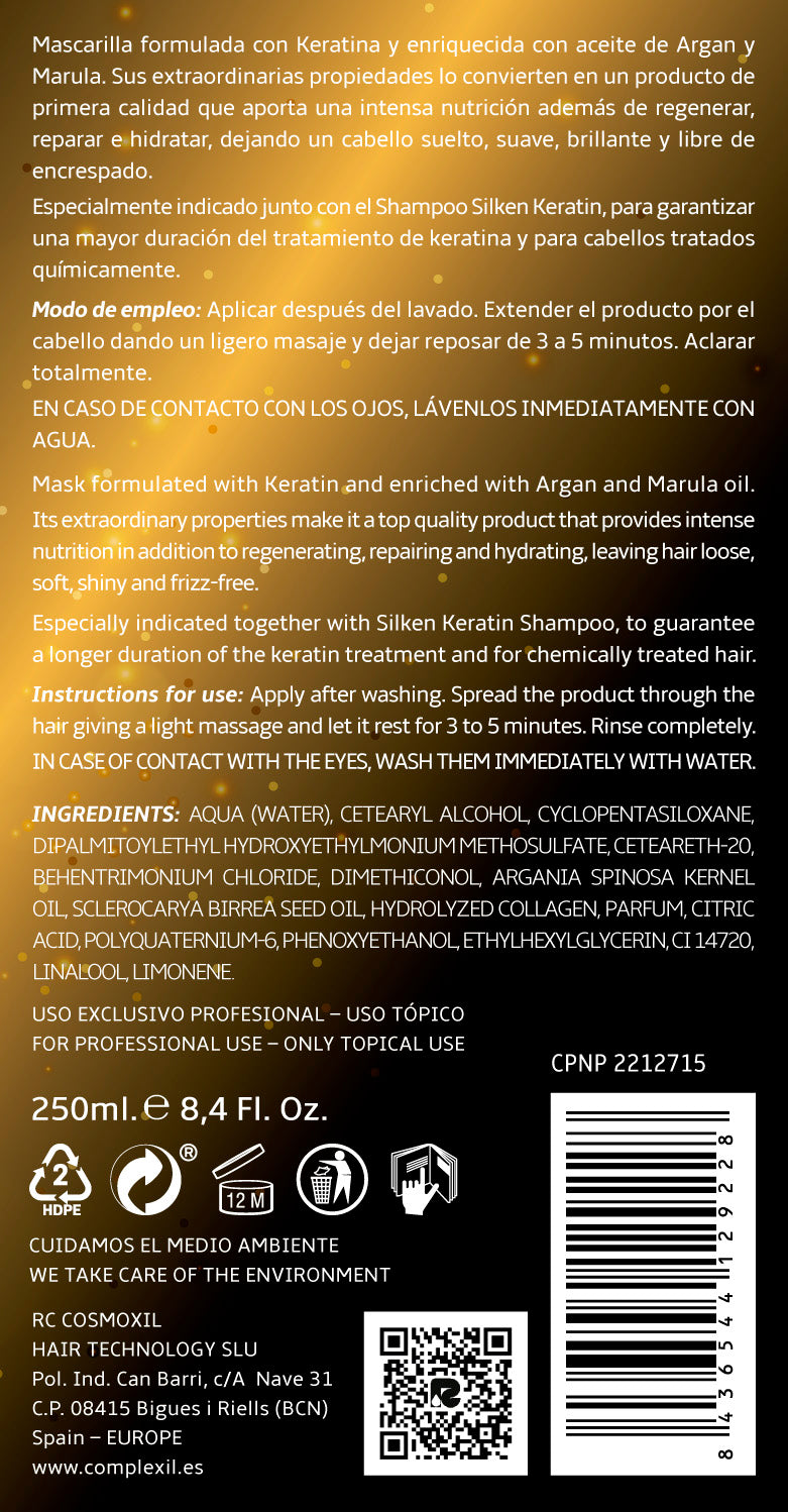 Complexil-Silken keratin-Mascarila Silken Keratin 250ml  de mantenimiento post alisado