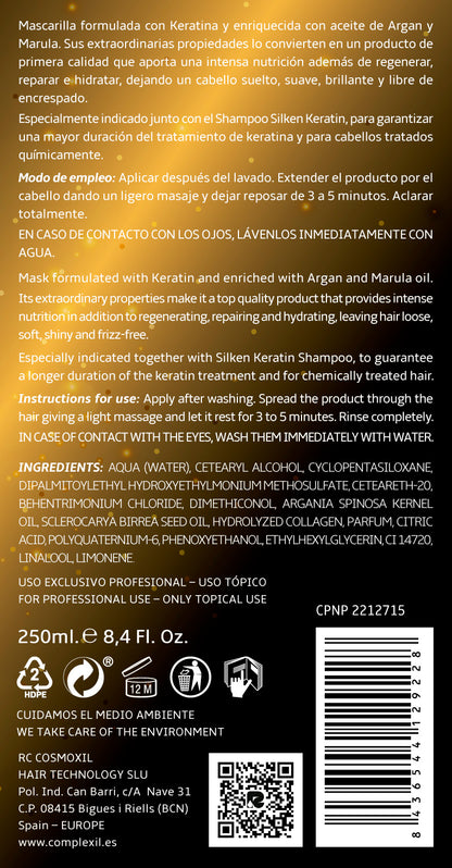 Complexil-Silken keratin-Mascarila Silken Keratin 250ml  de mantenimiento post alisado