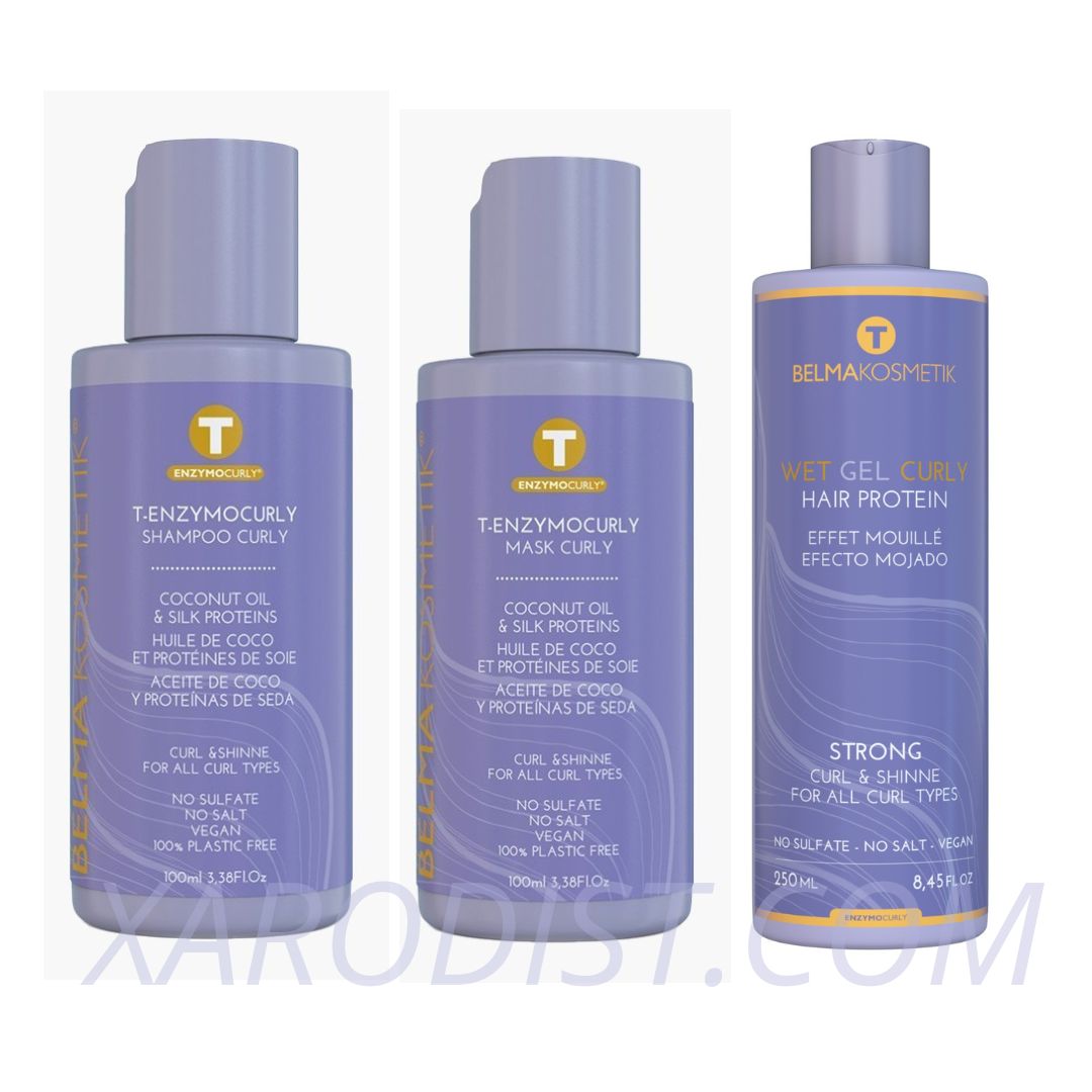 Belma kosmetik-Pack curly Wet-Gel rizos húmedo,definición rizos,sin residuos,efecto mojado,styling,hidrata y protege mientras define y suaviza el cabello.