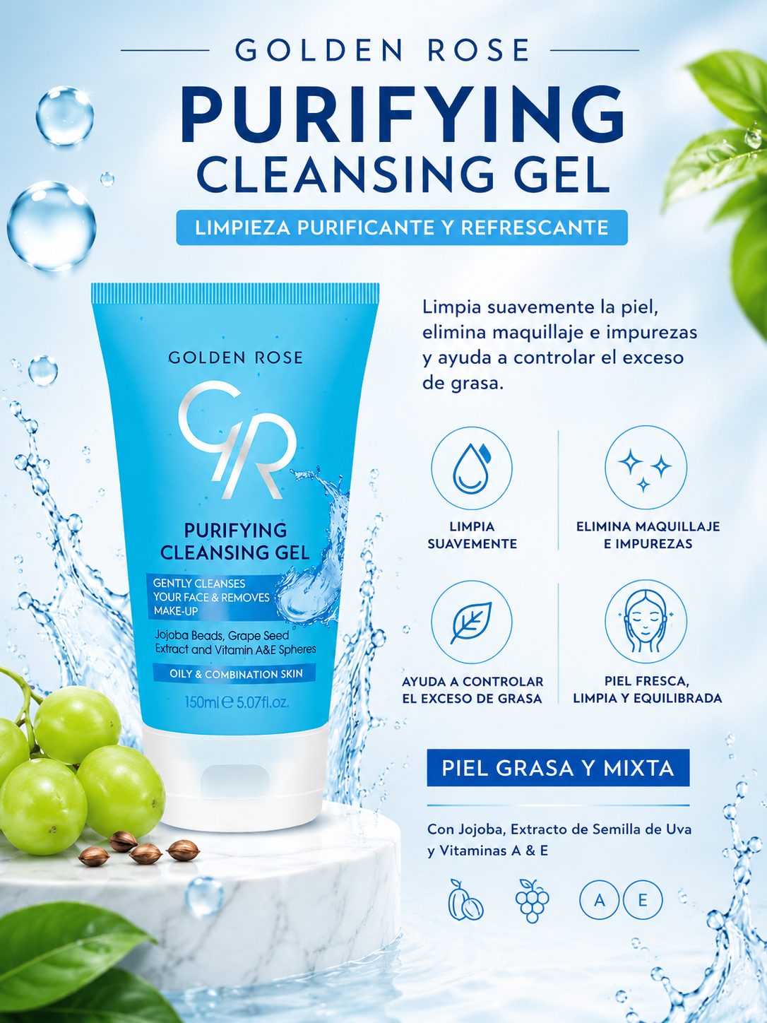 Purifying Cleansing Gel – Gel Purificante Facial para Piel Grasa y Mixta