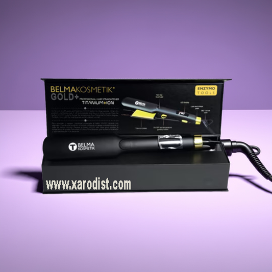 Belma kosmetik-Professional Hair Straightener Titanio/oro estrecha versatil y para alisado orgánico