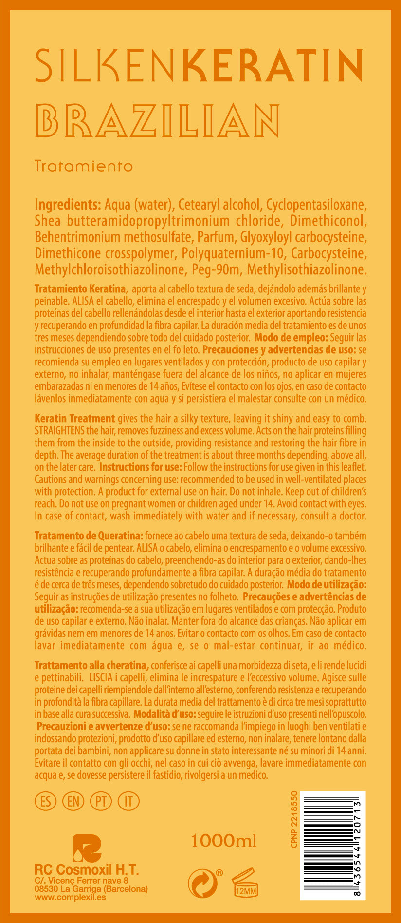 Silken keratin-Paso 2 - tratamiento orgánico de  alisado-sin formol ni glioxilico