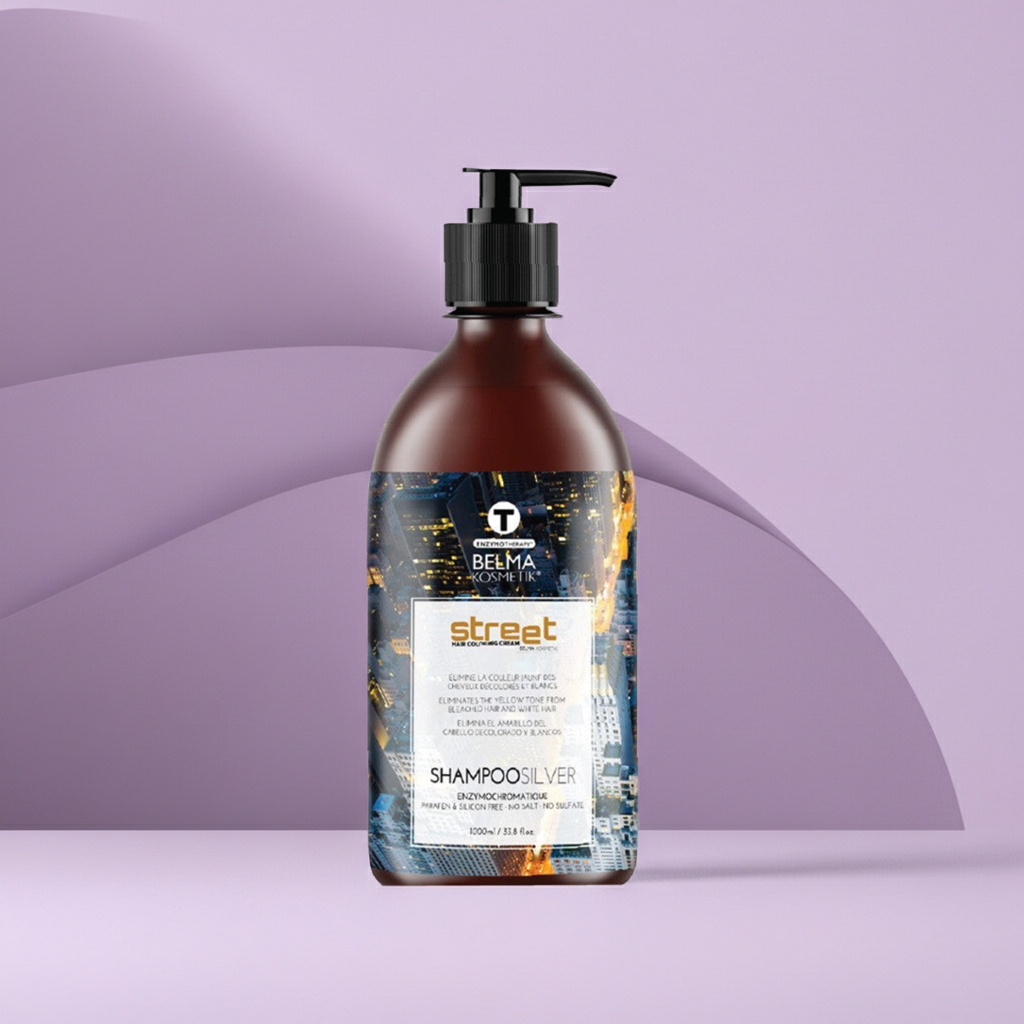 Belma kosmetik - Shampoo Silver-Champú neutralizante de colores indeseados, acabado plata-gris metálico