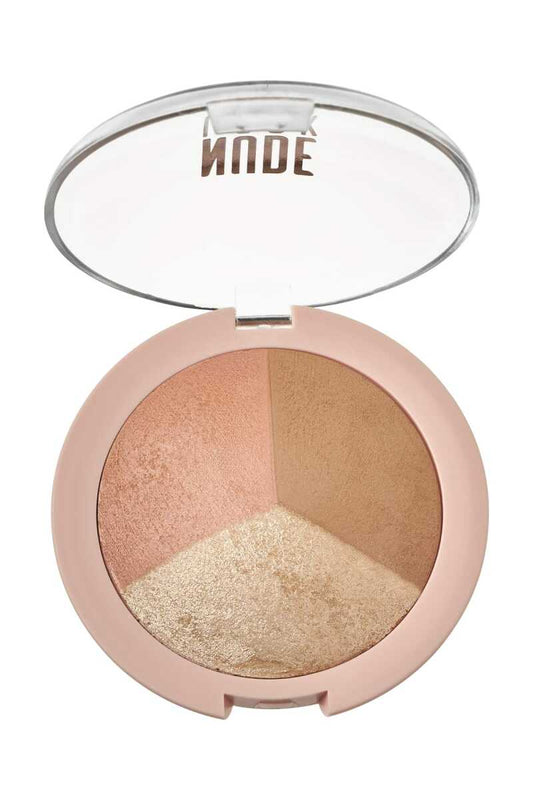 Nude Look Baked Trio Face Powder – Polvo Facial Iluminador y Bronceador
