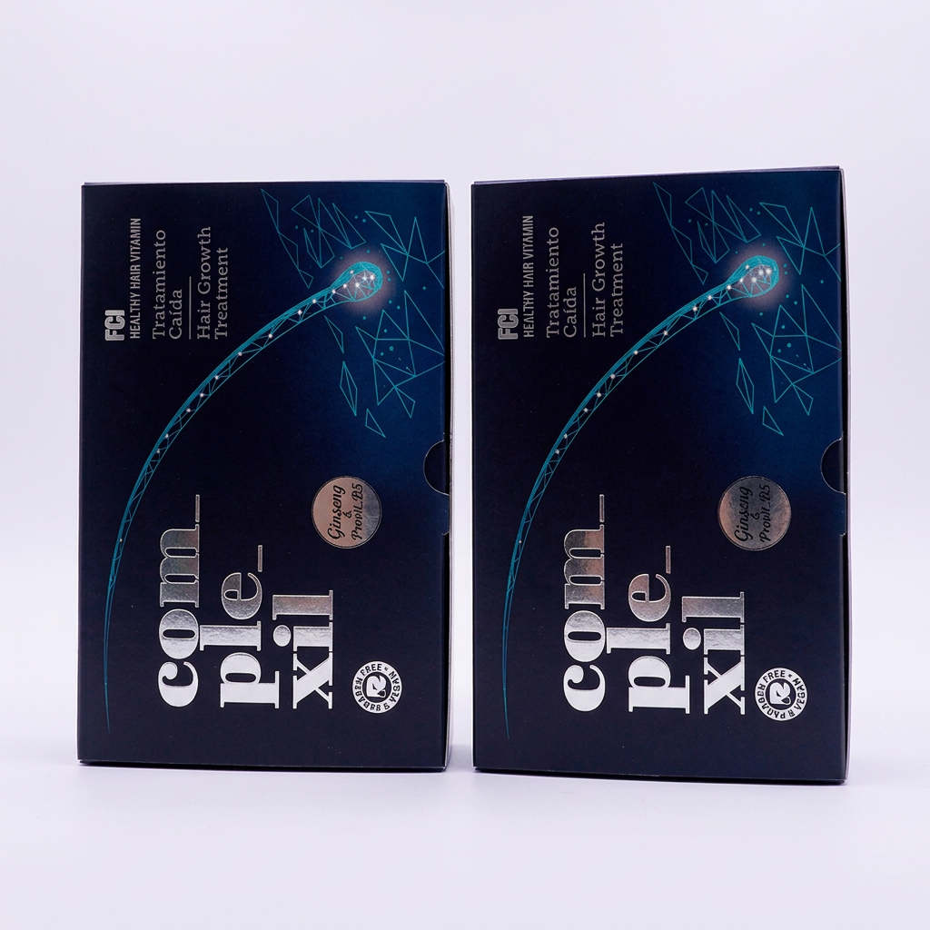 Pack de dos cajas completas Complexil FCI sobre fondo lila claro