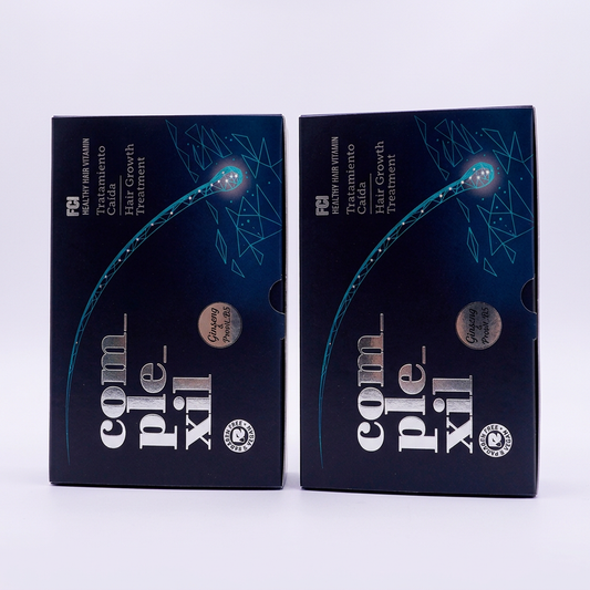 Pack de dos cajas completas Complexil FCI sobre fondo lila claro