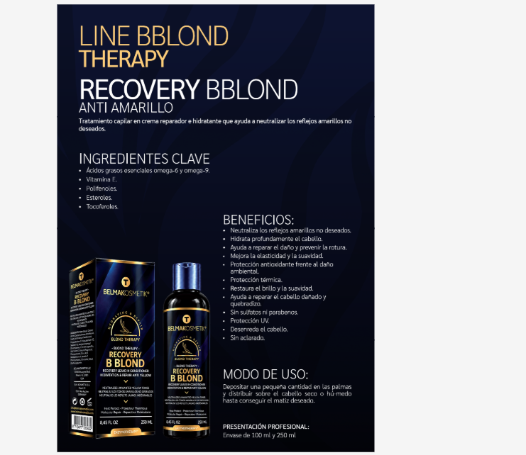 Ficha del catálogo Belma Kosmetik Recovery BBlond en crema