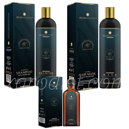 Belma kosmetik-Kit de mantenimiento de argán x 3-Todo tipo de cabellos.
