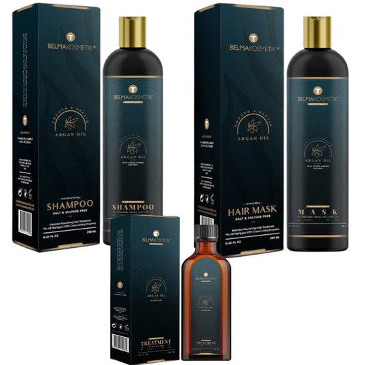 Belma kosmetik-Kit de mantenimiento de argán x 3-Todo tipo de cabellos.